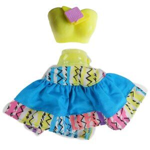 Vtg 1991 Barbie Snap & Play Fashions Bandeau Top Blue Yellow Skirt On 3550 90s